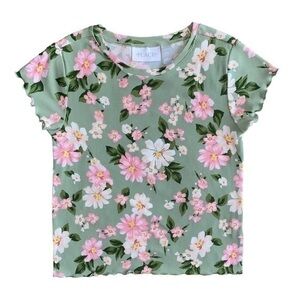 3/$15 Place Girl’s Misty Green and Pink Floral Ribbed Short Sleeve Top 5/6